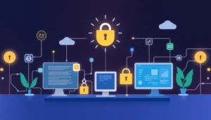 Hình ảnh khái niệm về an ninh mạng kết hợp với công nghệ proxy.