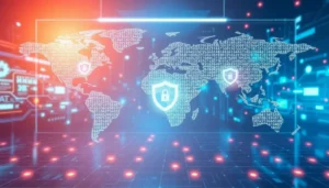 Hình ảnh tương lai của quản lý mạng với các kết nối dữ liệu số.