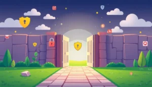 Hình thể hiện sự kết hợp giữa an toàn mạng và tự do trực tuyến.