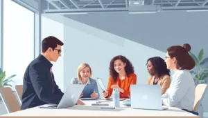 Một đội ngũ đa dạng đang hợp tác trong văn phòng hiện đại.