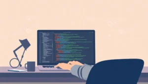 Lập trình viên JavaScript cùng công nghệ proxy trong không gian làm việc hiện đại.