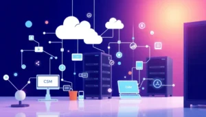 Hình ảnh công nghệ server ảo với khả năng kết nối mạnh mẽ.