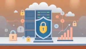 Hệ thống máy chủ VPS an toàn, thể hiện tính bảo mật và hiệu suất cao cho cơ sở dữ liệu.