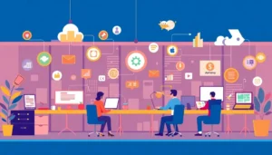 Đồ họa sống động về khả năng làm việc từ xa nhờ vào công nghệ VPS.