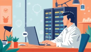 An imaginative representation of a startup thriving with VPS technology.