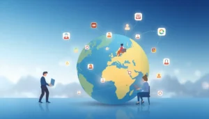 Hình ảnh biểu trưng cho tinh thần làm việc nhóm và sự hiệu quả trong công việc từ xa.